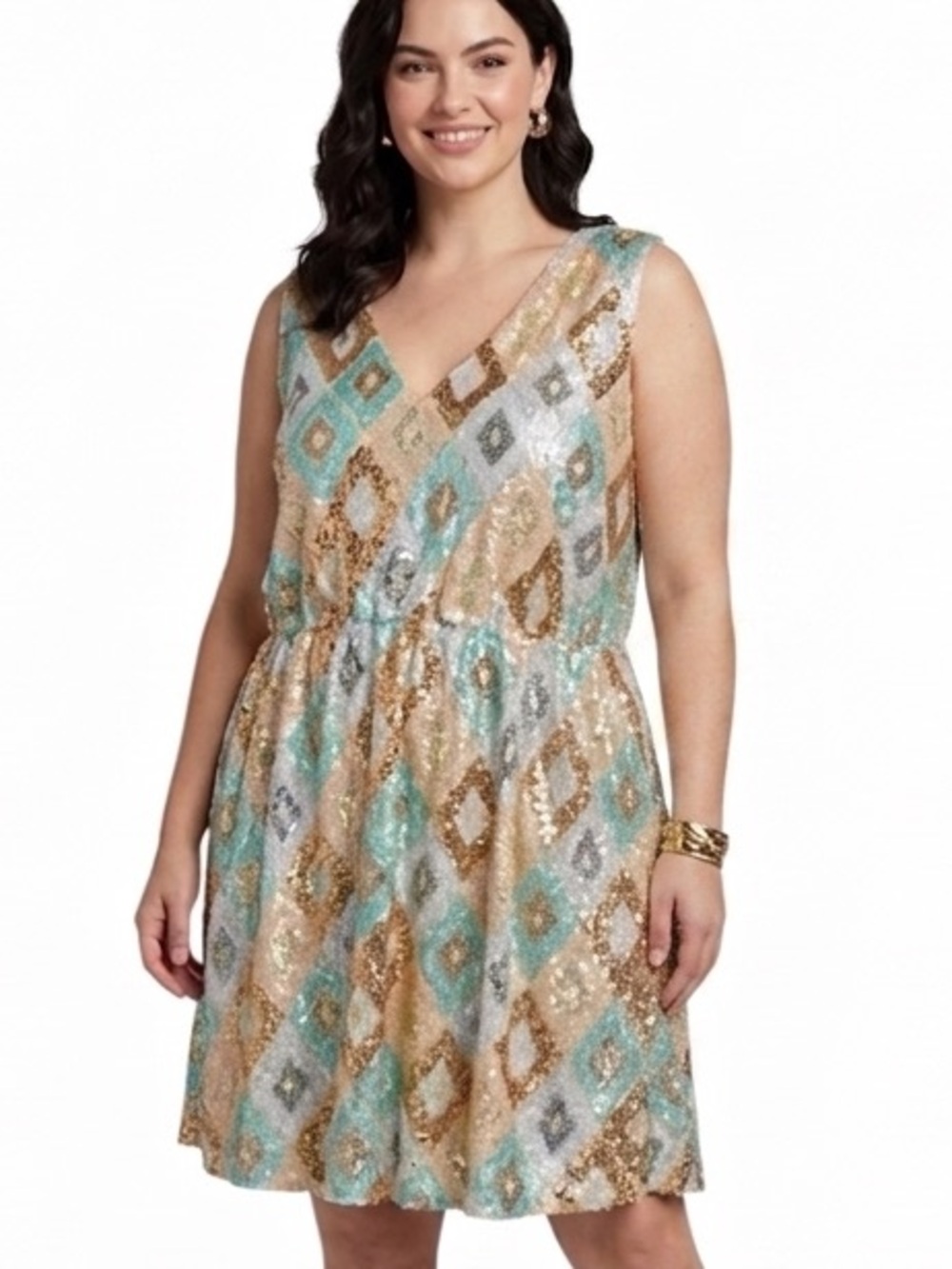 NWT Southern Fried Chics Shimmy For Me Sequin Dress Diamond Argyle Size XXXL